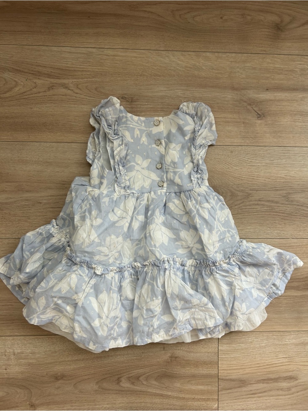 Jason Wu Light Blue & White Floral Tiered Ruffle Dress - Picture 4 of 4
